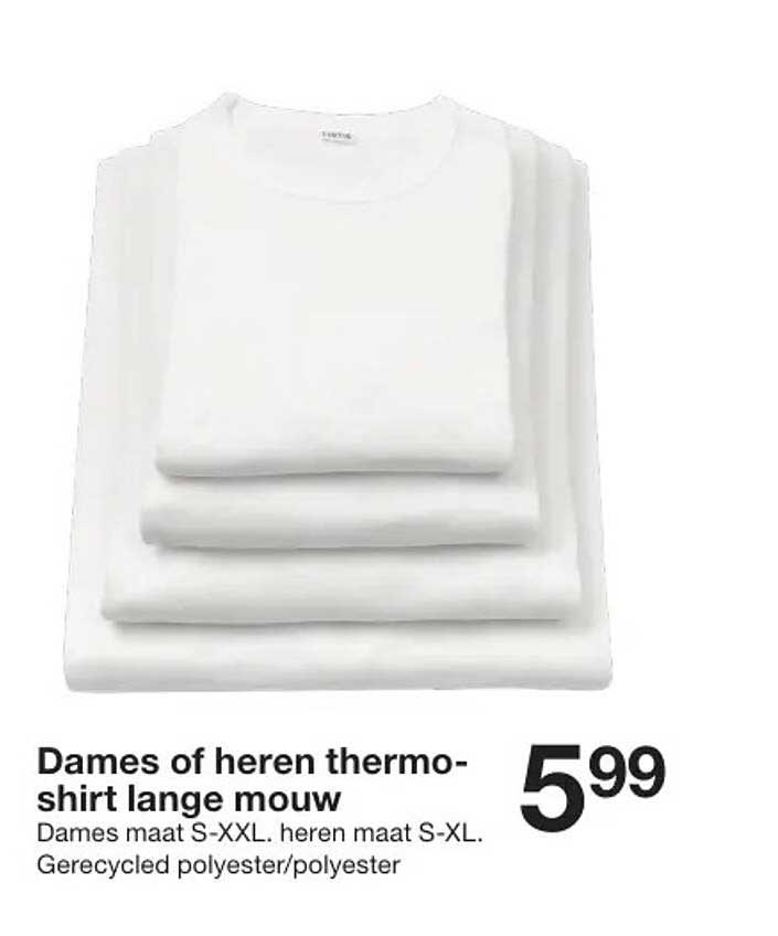 Dames of heren thermo-shirt lange mouw