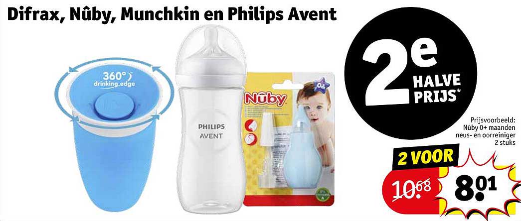 Difrax, Nûby, Munchkin en Philips Avent