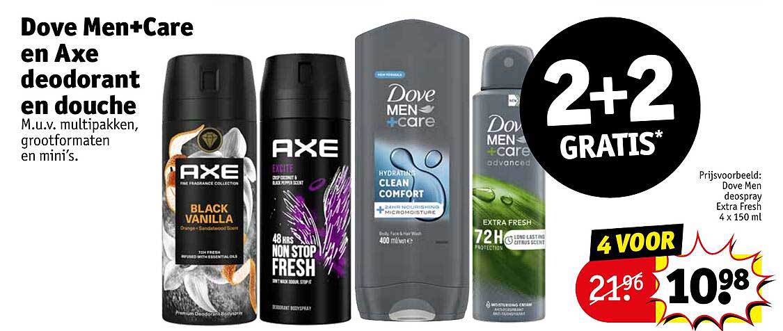 Dove Men+Care en Axe deodorant en douche