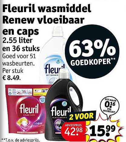 Fleuri wasmiddel Renew vloeibaar en caps