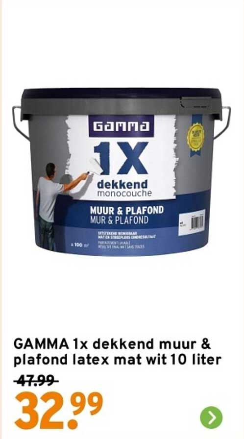 GAMMA 1x dekkend muur & plafond latex mat wit 10 liter