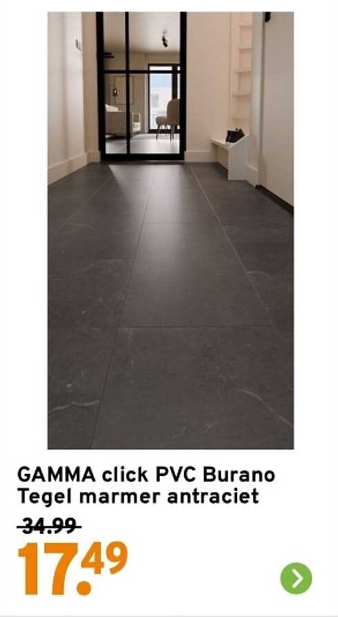 GAMMA click PVC Burano Tegel marmer antraciet