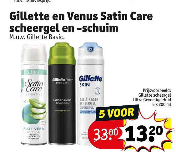 Gillette en Venus Satin Care scheergel en -schuim