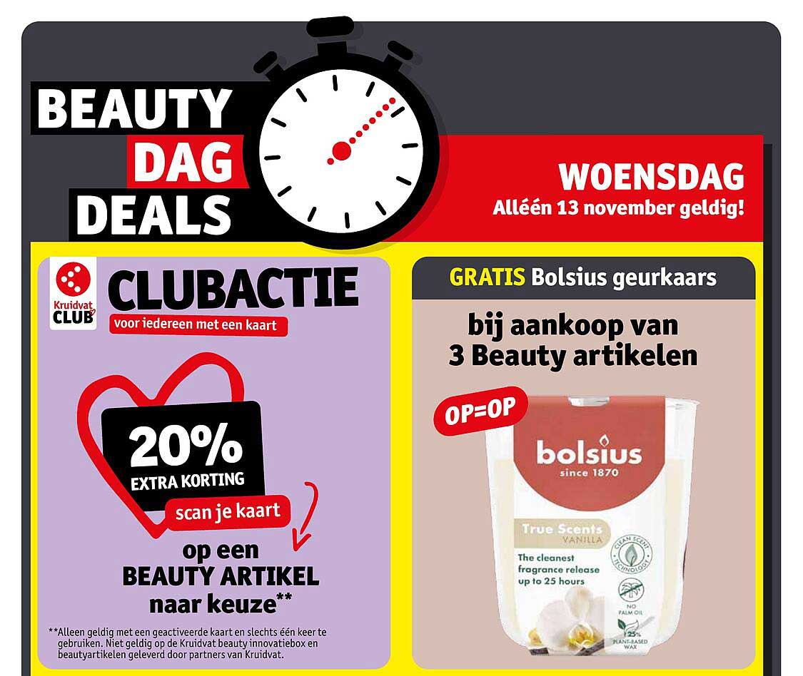 GRATIS Bolsius geurkaars bij aankoop van 3 Beauty artikelen