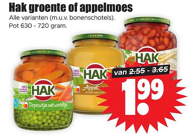 Hak groente of appelmoes