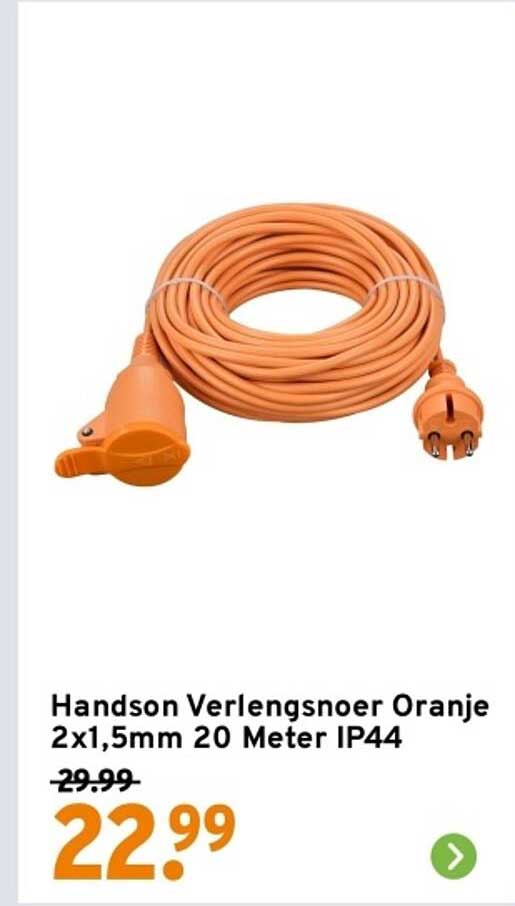 Handson Verlengsnoer Oranje 2x1,5mm 20 Meter IP44