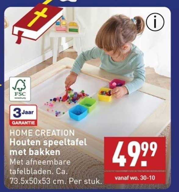 HOME CREATION Houten speeltafel met bakken