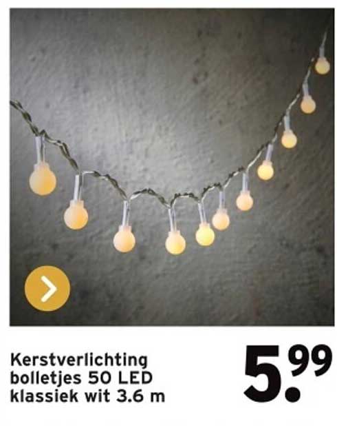 Kerstverlichting bolletjes 50 LED klassiek wit 3.6 m