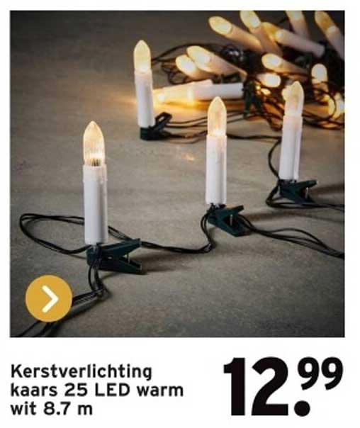 Kerstverlichting kaars 25 LED warm wit