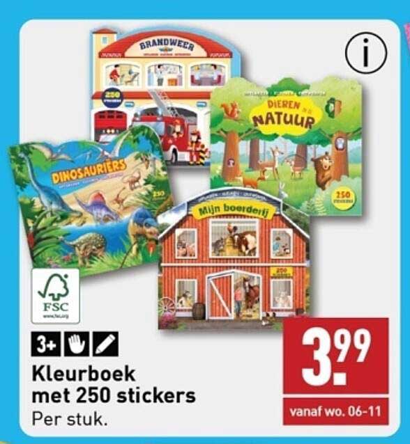 Kleurboek met 250 stickers