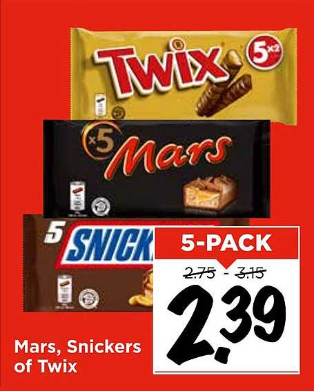 Mars, Snickers of Twix