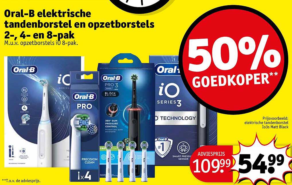 Oral-B elektrische tandenborstel en opzetborstels 2-, 4- en 8-pak