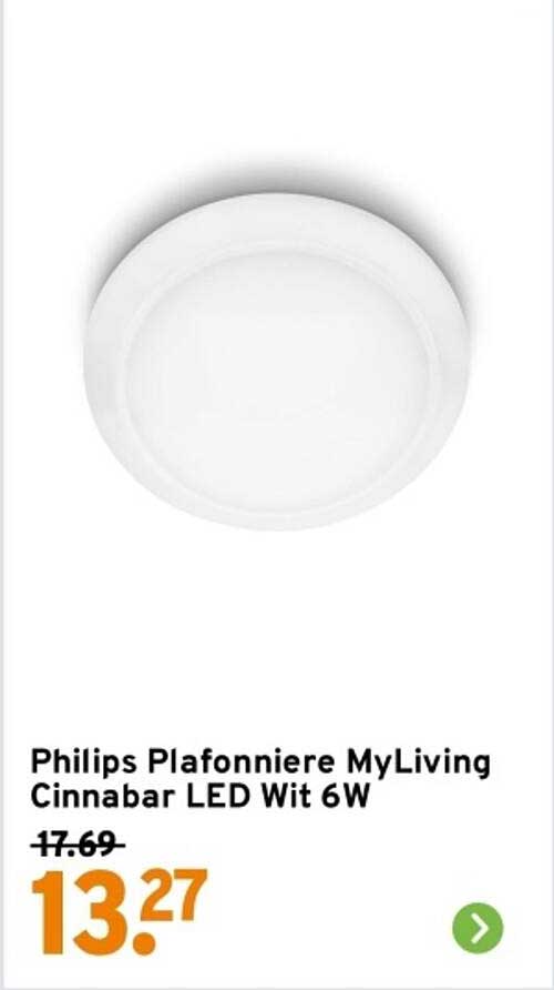 Philips Plafonniere MyLiving Cinnabar LED Wit 6W