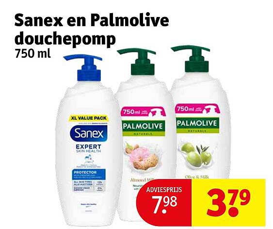 Sanex en Palmolive douchepomp