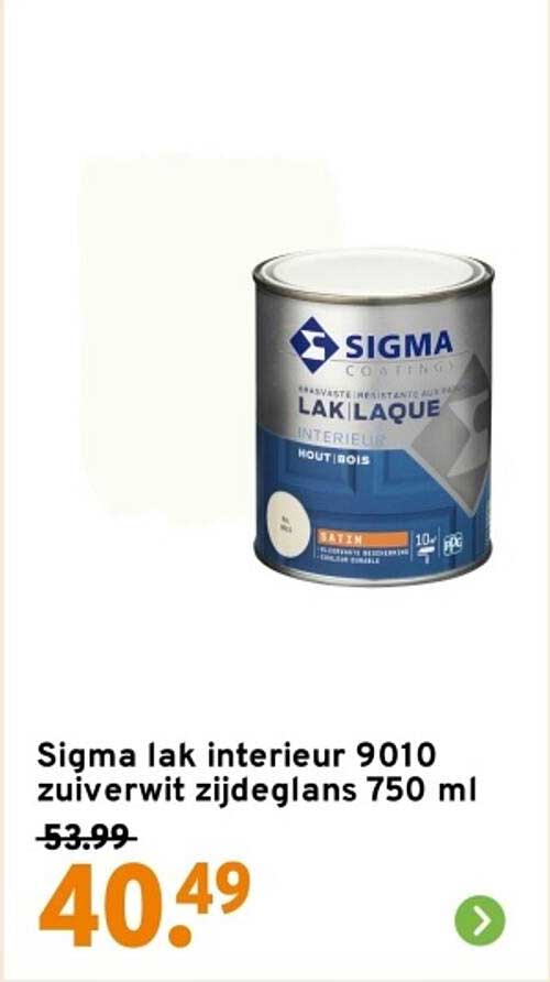 Sigma lak interieur 9010 zuiverwit zijdegans 750 ml