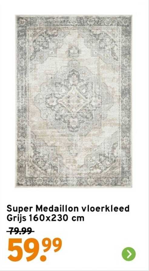 Super Medaillon vloerkleed Grijs 160x230 cm