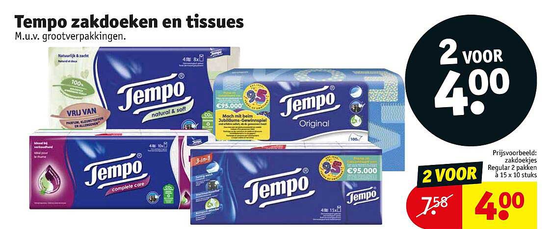 Tempo zakdoeken en tissues