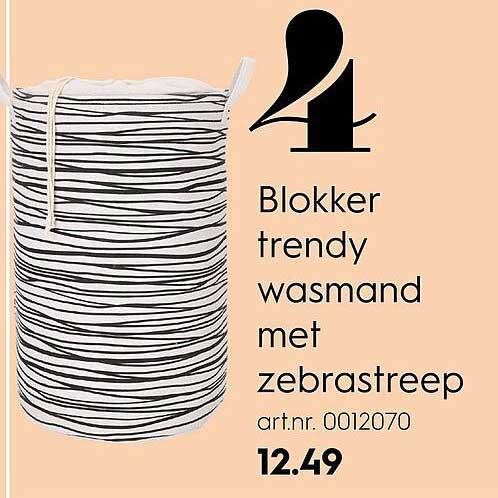 Blokker trendy wasmand met zebrastripe