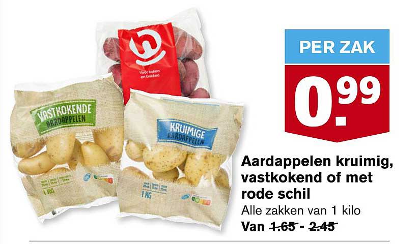 Aardappelen kruimig, vastkokend of met rode schil