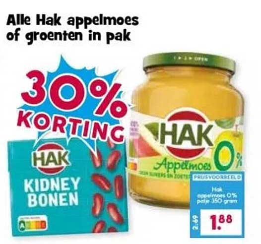 Alle Hak appelmoes of groenten in pak