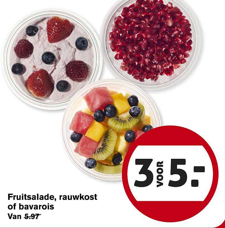 Fruitsalade, rauwkost of bavarois