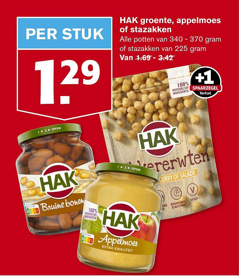 HAK groente, appelmoes of stazakken