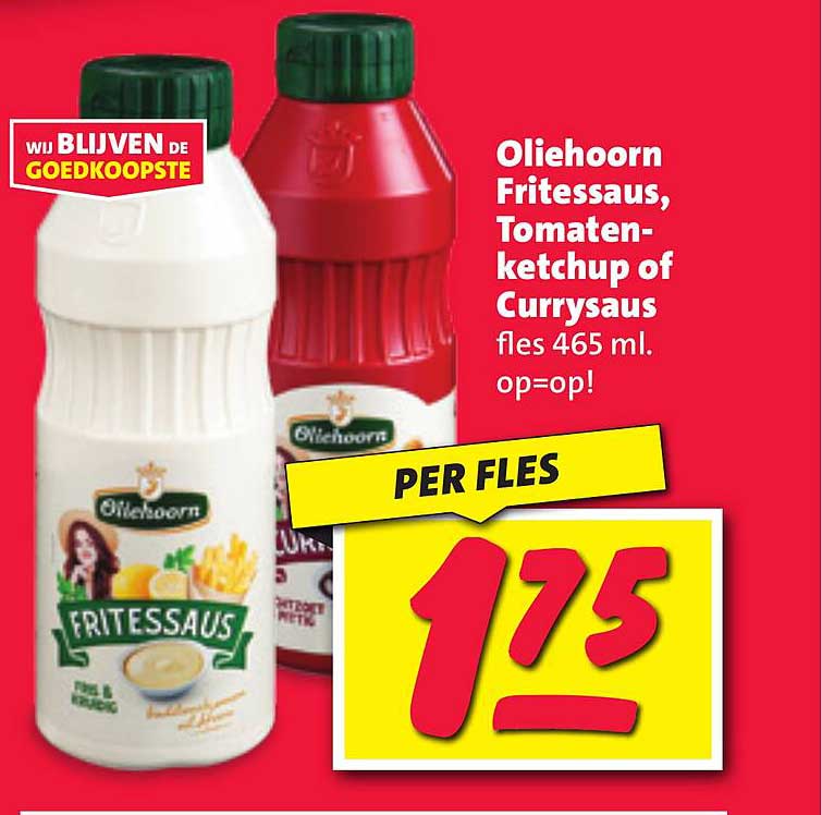 Oliehoorn Fritessaus, Tomatenketchup of Currysaus