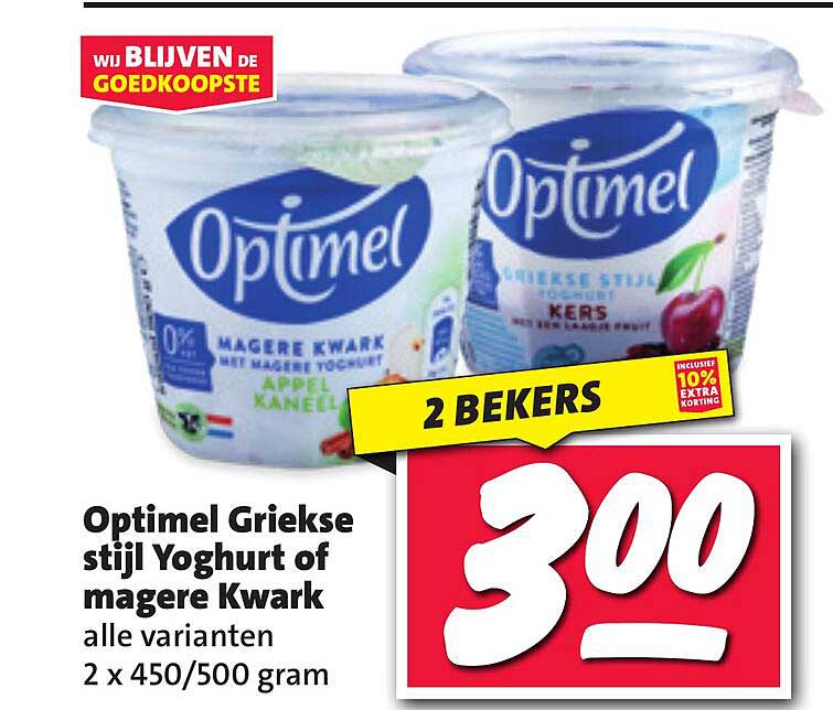 Optimel Griekse stijl Yoghurt of magere Kwark