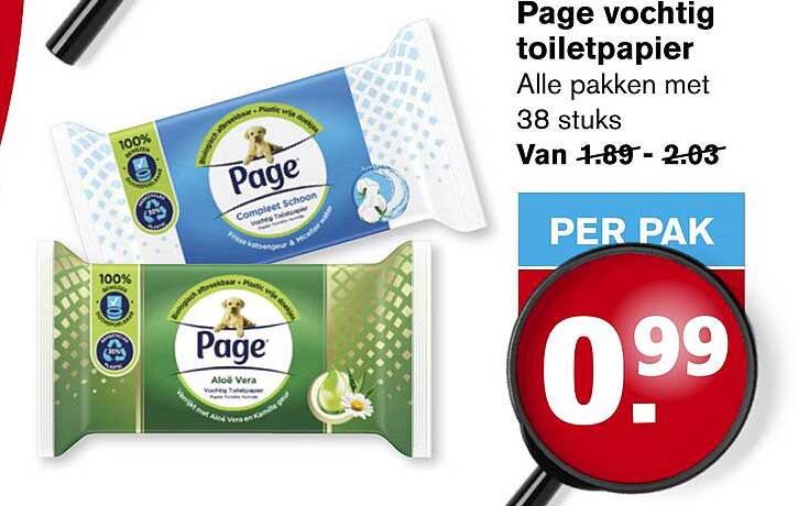 Page vochtig toiletpapier