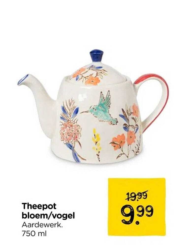 Theepot bloem/vogel