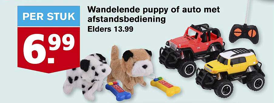 Wandelende puppy of auto met afstandsbediening