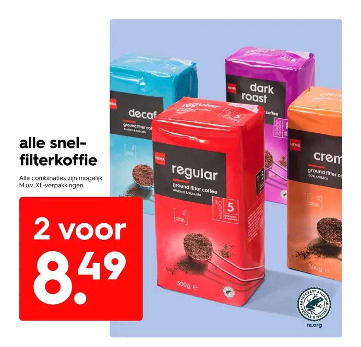 alle snel-filterkoffie