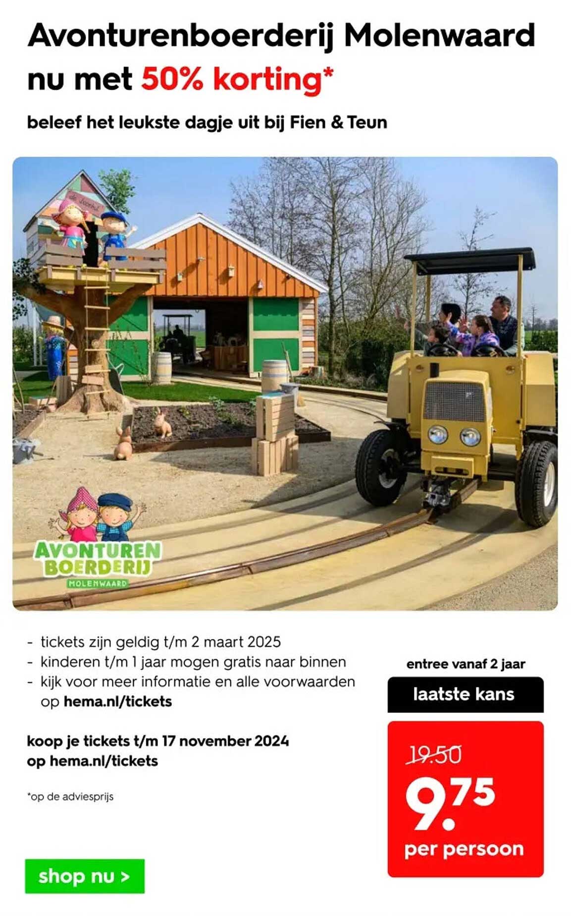 Avonturenboerderij Molenwaard nu met 50% korting*