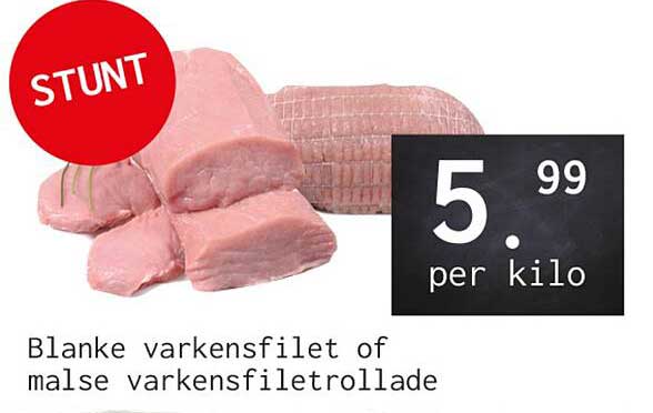 Blanke varkensfilet of malse varkensfilletrollade