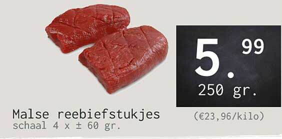 Malse reebiefstukjes