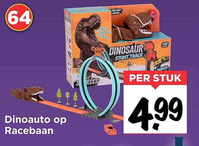 Dinoauto op Racebaan