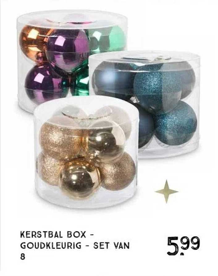 KERSTBAL BOX - GOUDKLEURIG - SET VAN 8