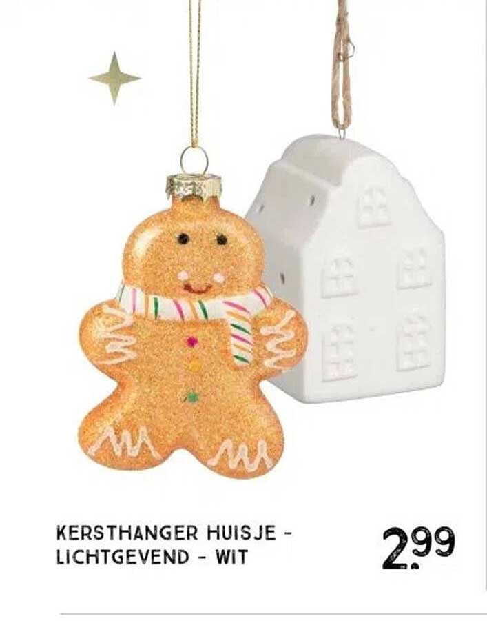 KERSTHANGER HUISJE - LICHTGEVEND - WIT