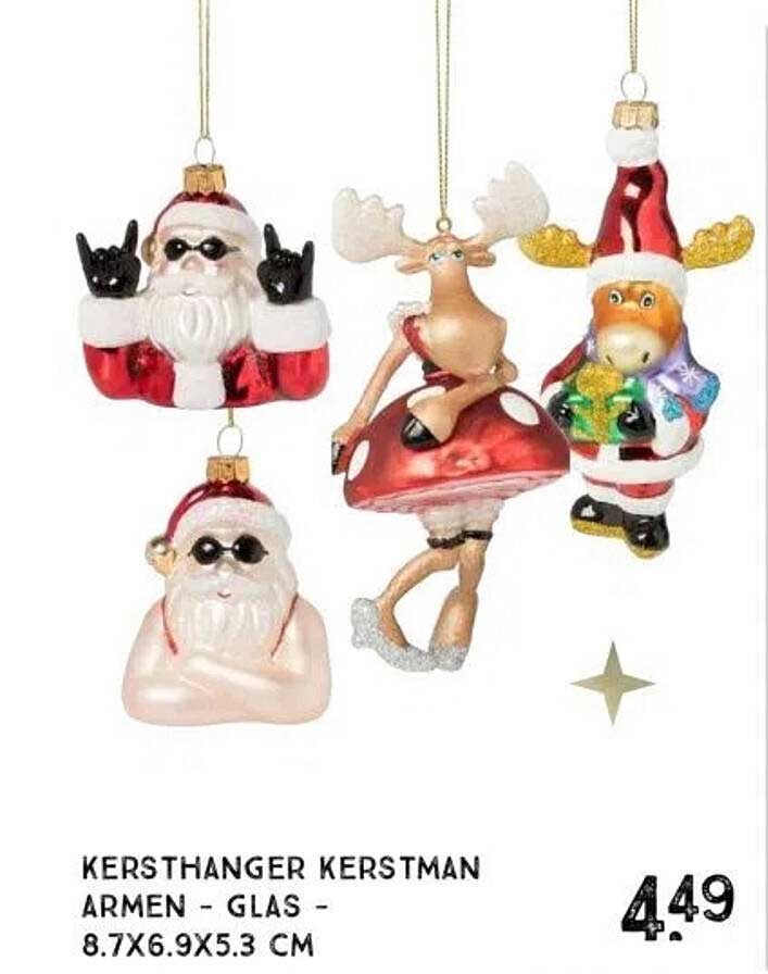 Kersthanger Kerstman Armen - Glas