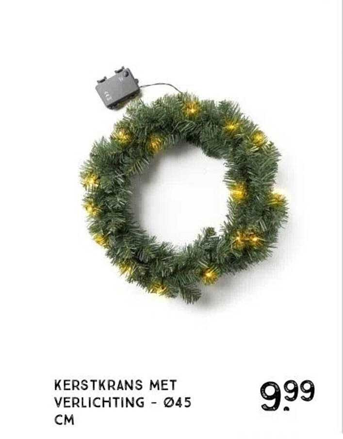 Kerstkrans met verlichting - Ø45 cm