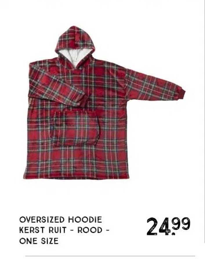 OVERSIZED HOODIE KERST RUIT - ROOD - ONE SIZE