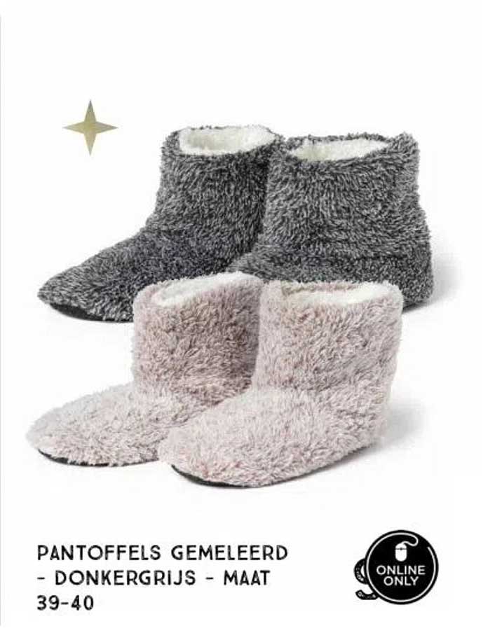 Pantoefels Gemeleerd - Donkergrijs - Maat 39-40