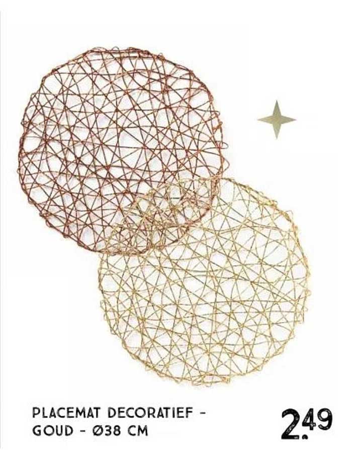 PLACEMAT DECORATIEF - GOUD - Ø38 CM