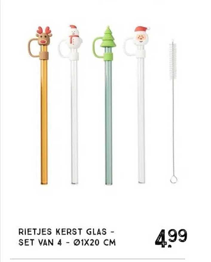 RIETJES KERST GLAS - SET VAN 4