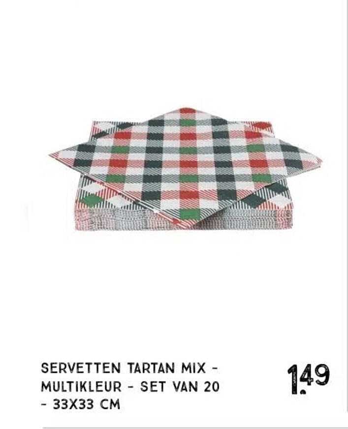 SERVETTEN TARTAN MIX - MULTIKLEUR - SET VAN 20