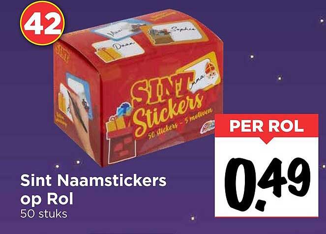 Sint Naamstickers op Rol