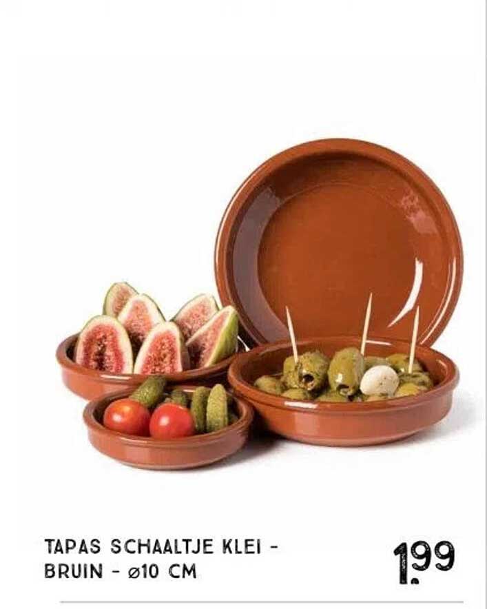 TAPAS SCHAALTJE KLEI - BRUIN - Ø10 CM