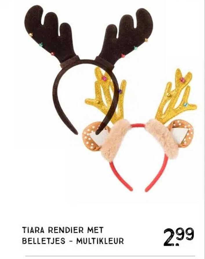 TIARA RENDIER MET BELLETJES - MULTIKLEUR