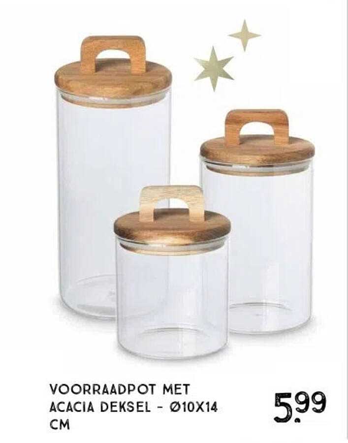 VOORRAADPOT MET ACACIA DEKSEL