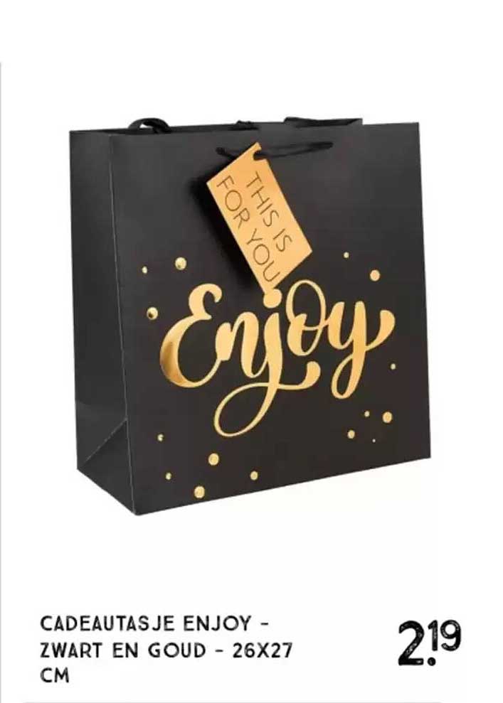 Cadeautasje Enjoy - Zwart en Goud